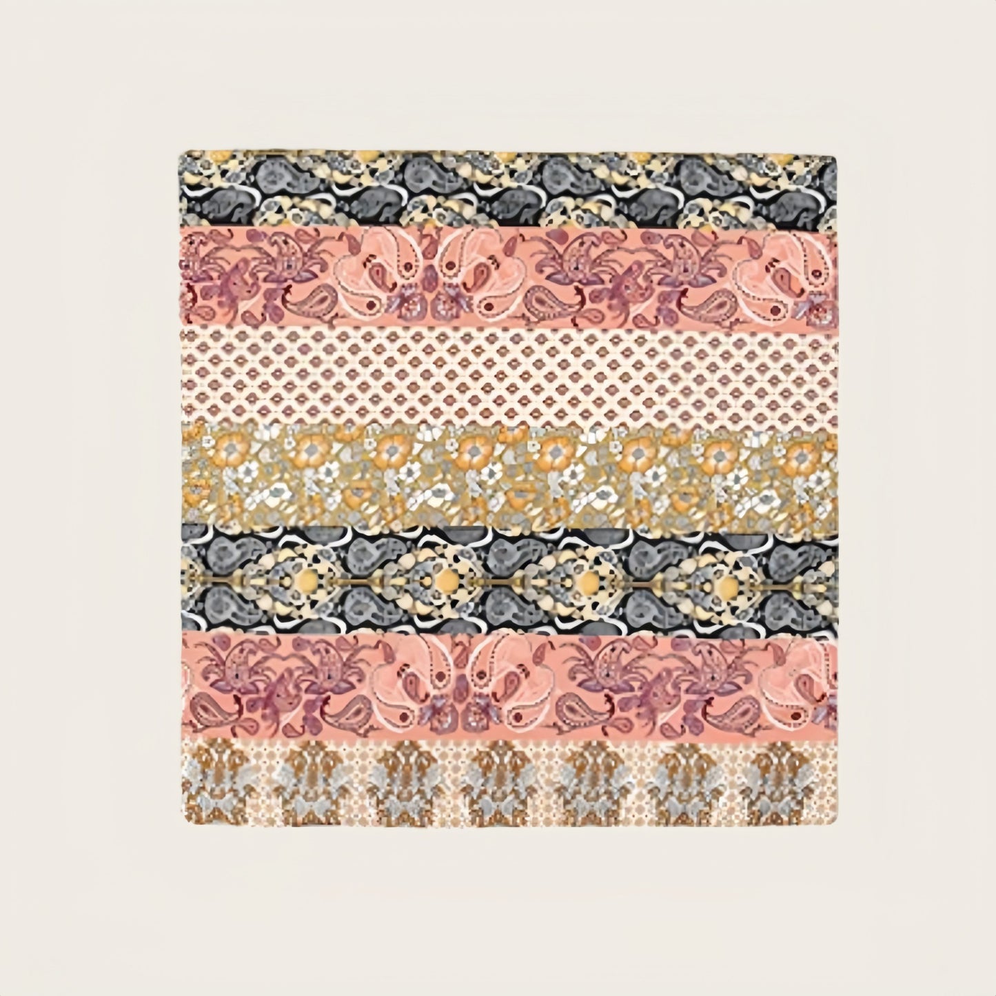 Paisley Print Satin Square Scarf with Dual-Tone Design 35.5x35.5in