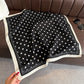 Polka Dot Satin Square Scarf with Contrasting Border Trim 27x27in