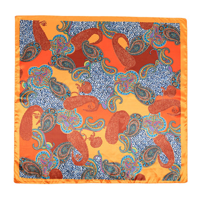 Satin Square Scarf with Paisley Print Pattern