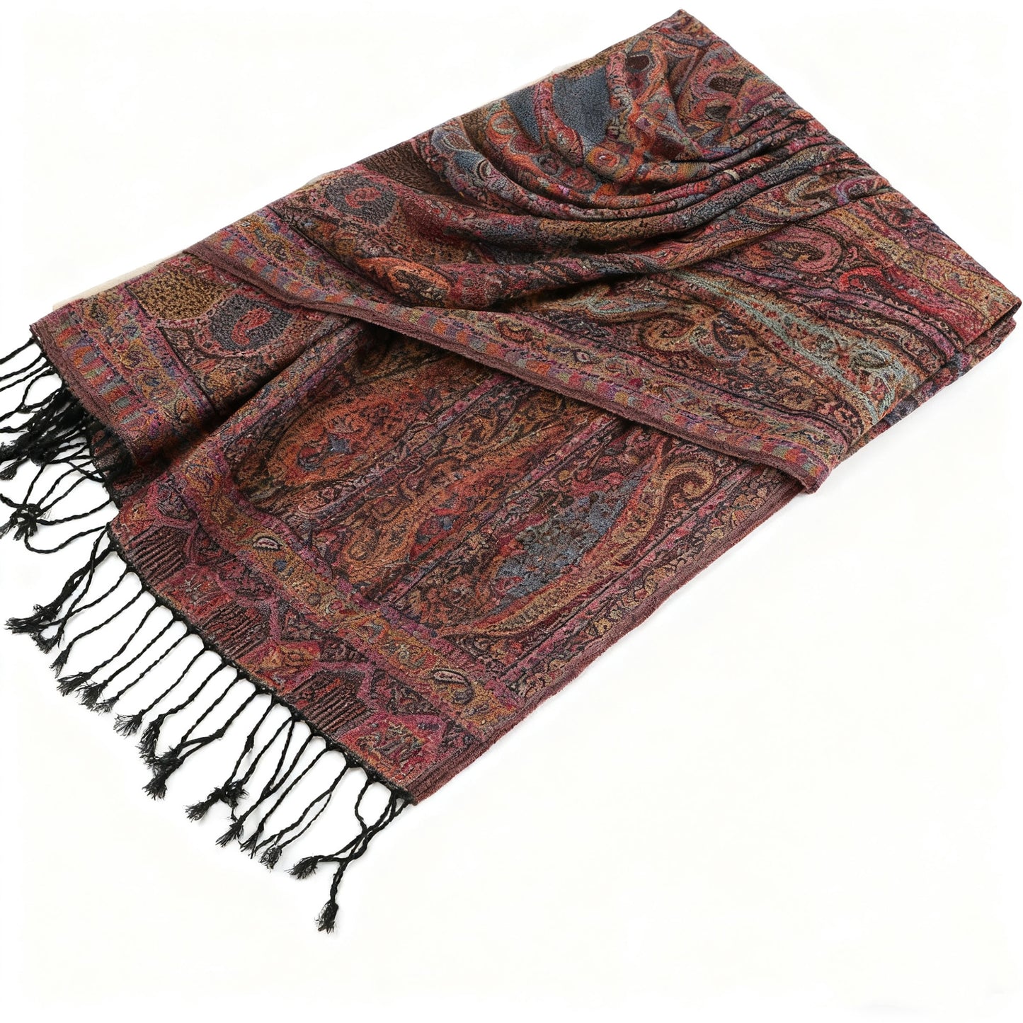 Soft Paisley Wrap Shawl with Fringe Lightweight Warm Oversized Scarf 72.5¡Á28 Inches