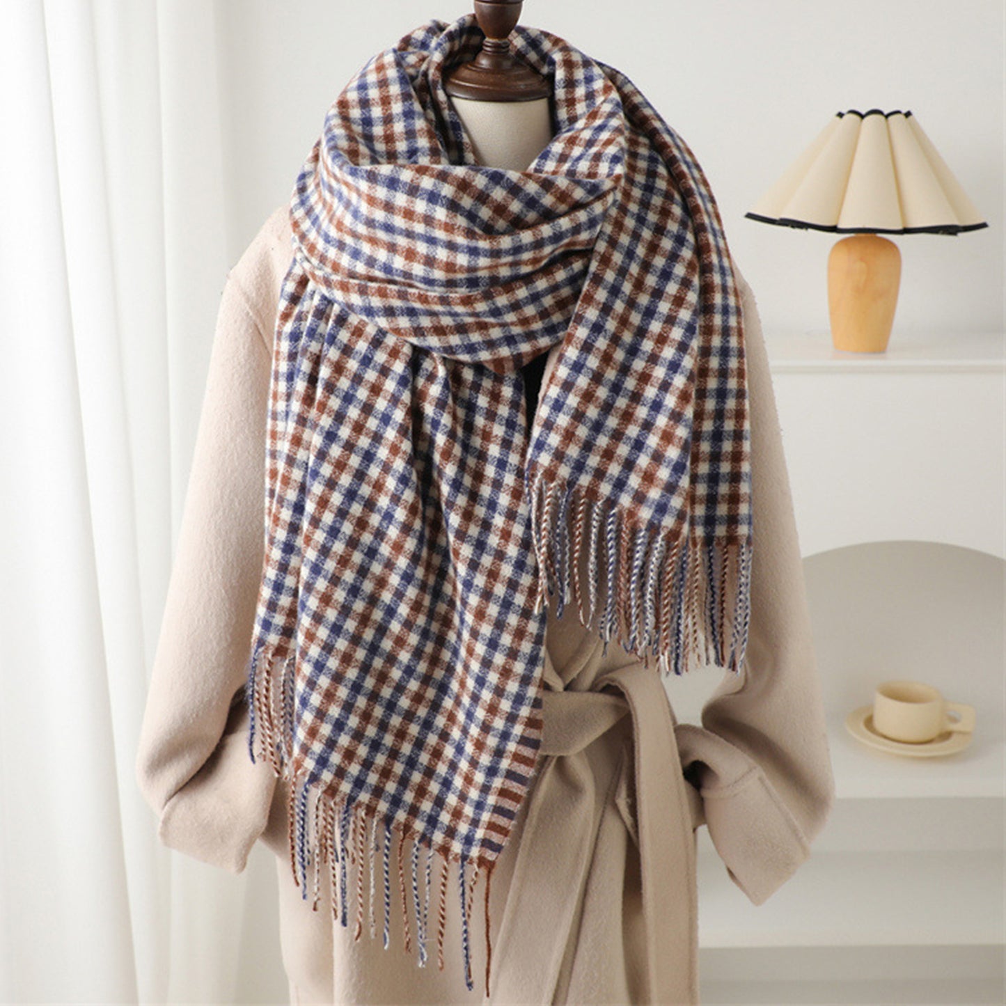 Plaid Winter Scarf Soft Cozy Woven Wrap with Fringe Edges 81¡Á26.5 Inches