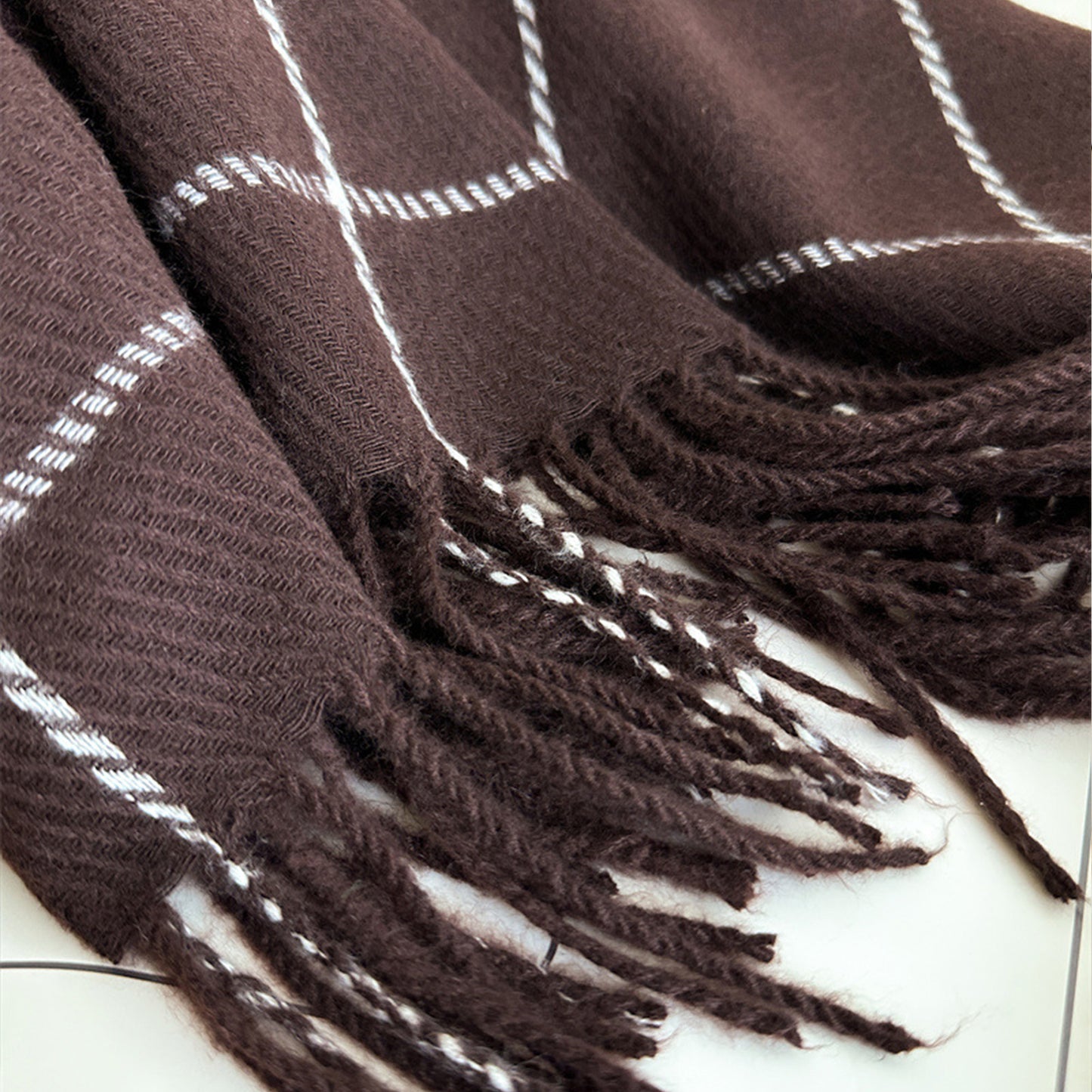 Plaid Winter Scarf Soft Warm Woven Long Shawl with Fringe Edges 78.5¡Á23.5 Inches