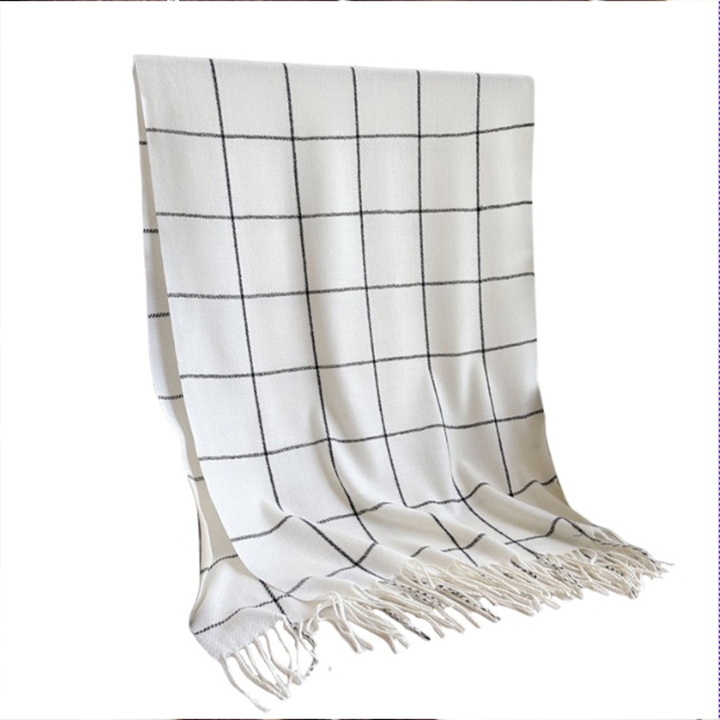 Plaid Winter Scarf Soft Warm Woven Long Shawl with Fringe Edges 78.5¡Á23.5 Inches