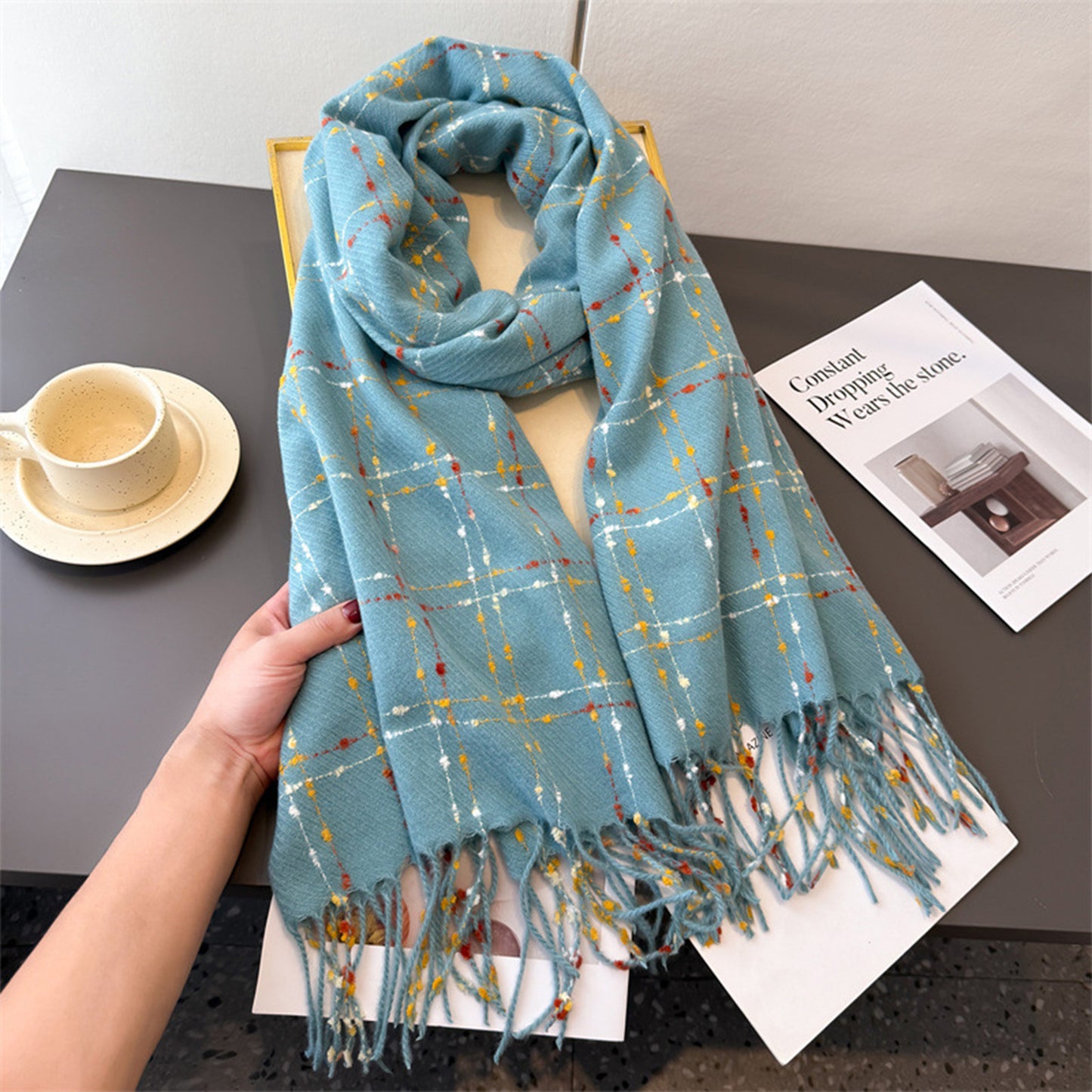 Winter Plaid Scarf with Lightweight Warm Fabric for Everyday Comfort 78.5¡Á26 Inches