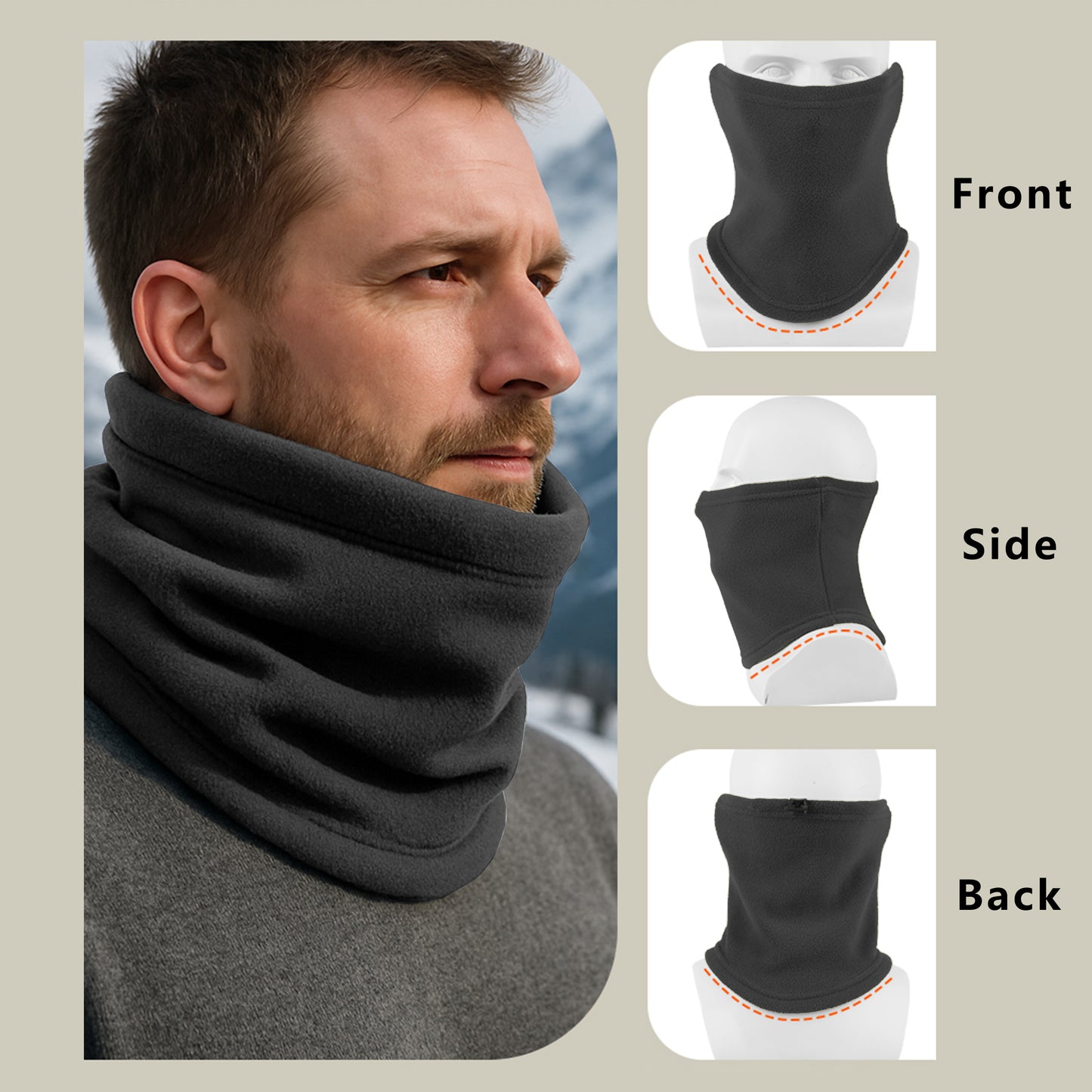 Winter Neck Warmer Gaiter Fleece Beanie Skull Cap Set Windproof Face Cover Unisex Cold Weather Outdoor Gear