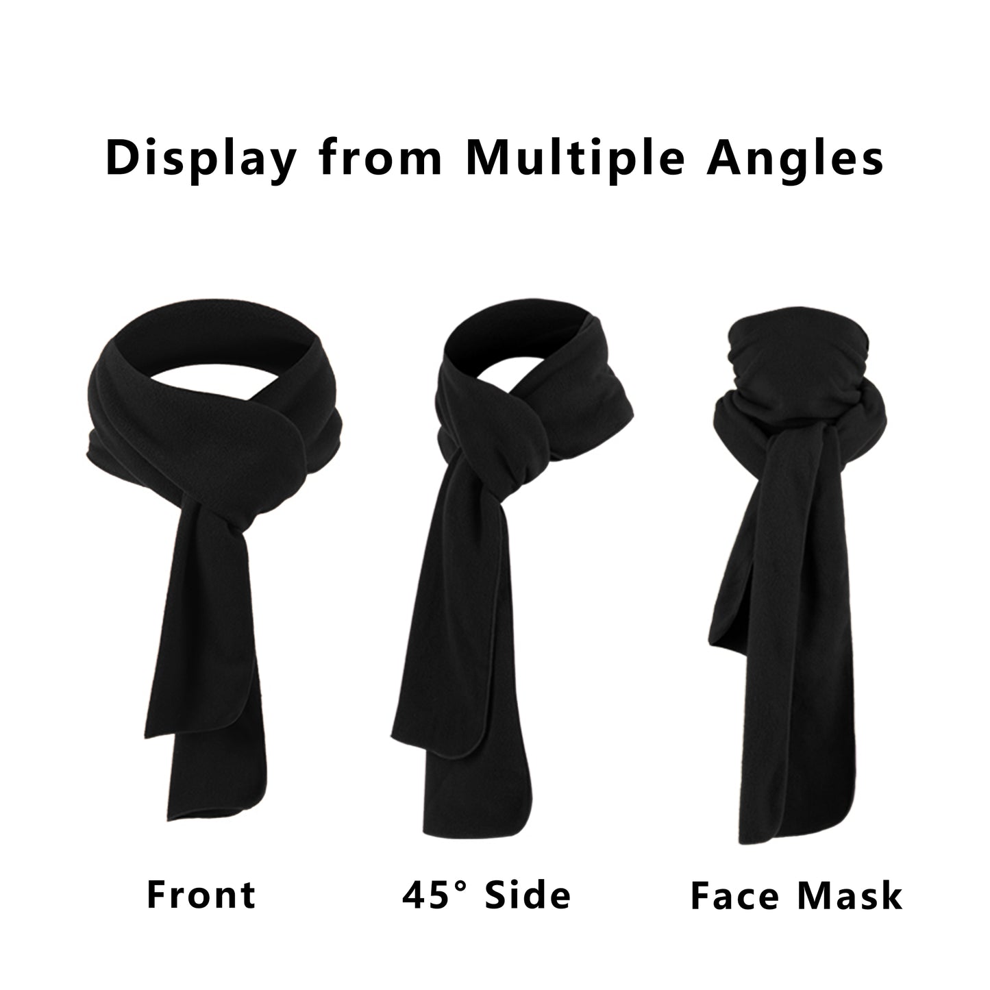 Winter Scarf Fleece Neck Warmer Solid Soft Windproof Lightweight Cold Weather Outdoor Gear for Women and Men