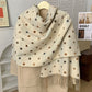 Reversible Polka Dot Scarf with Soft Fabric and Fringe Trim 78.5¡Á25.5 Inches
