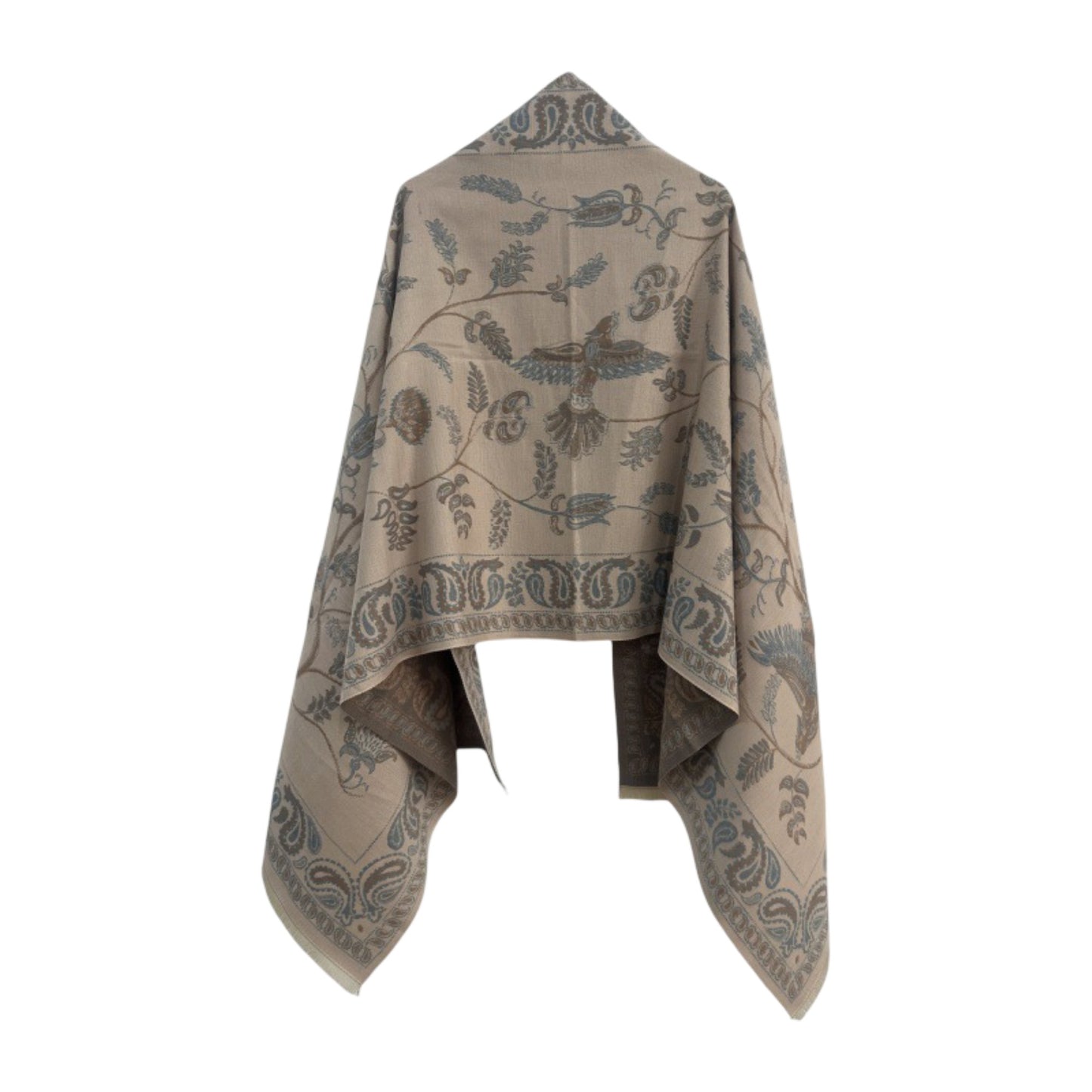 Soft Floral Bird Pattern Wrap Scarf with Elegant Border Design 74.8¡Á25.5 Inches