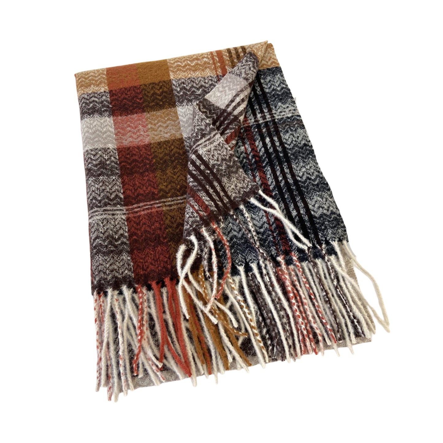 Plaid Pattern Soft Woven Winter Scarf with Cozy Texture 71¡Á24.8 Inches
