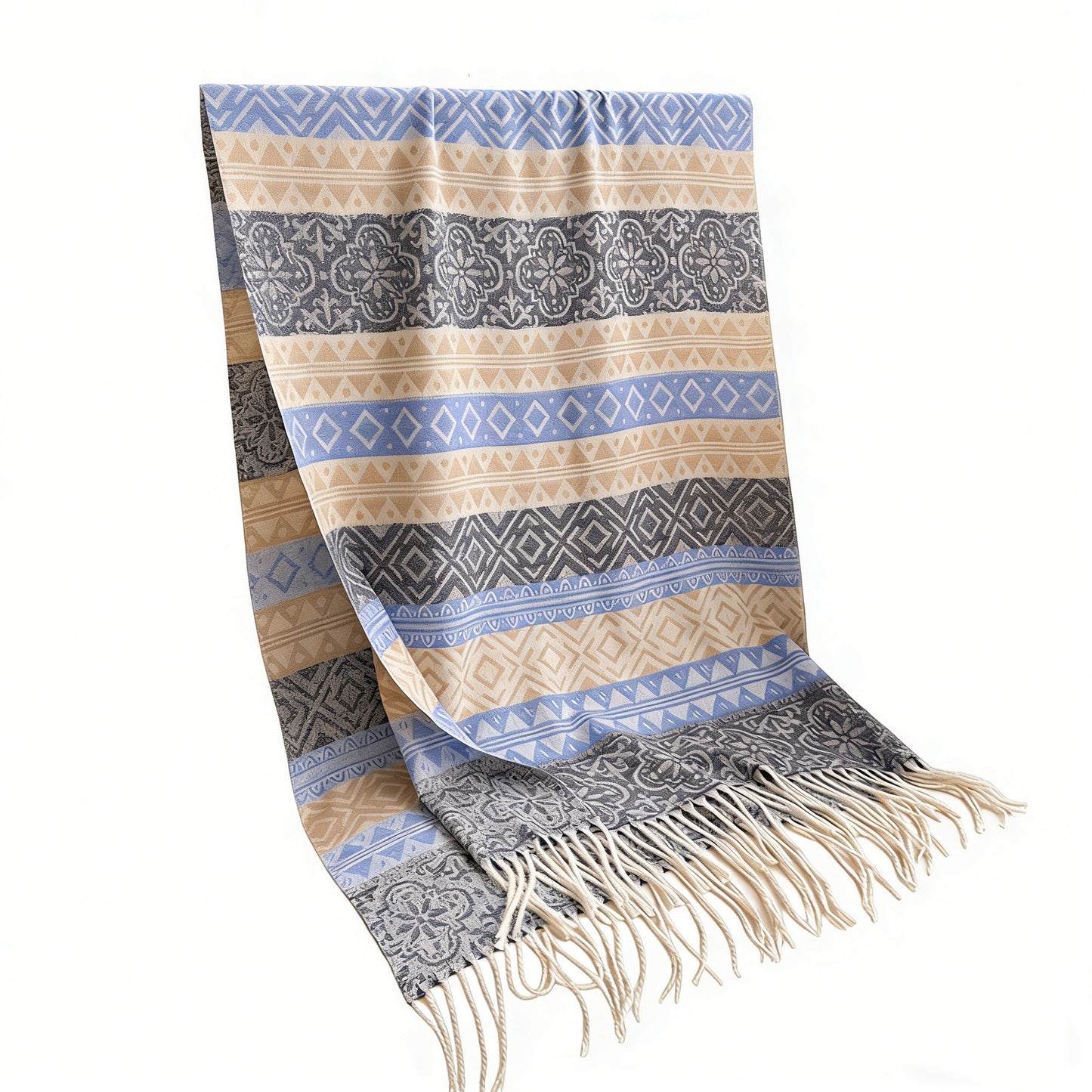 Soft Geometric Pattern Winter Scarf with Warm Cozy Knit Texture 78.5¡Á26 Inches