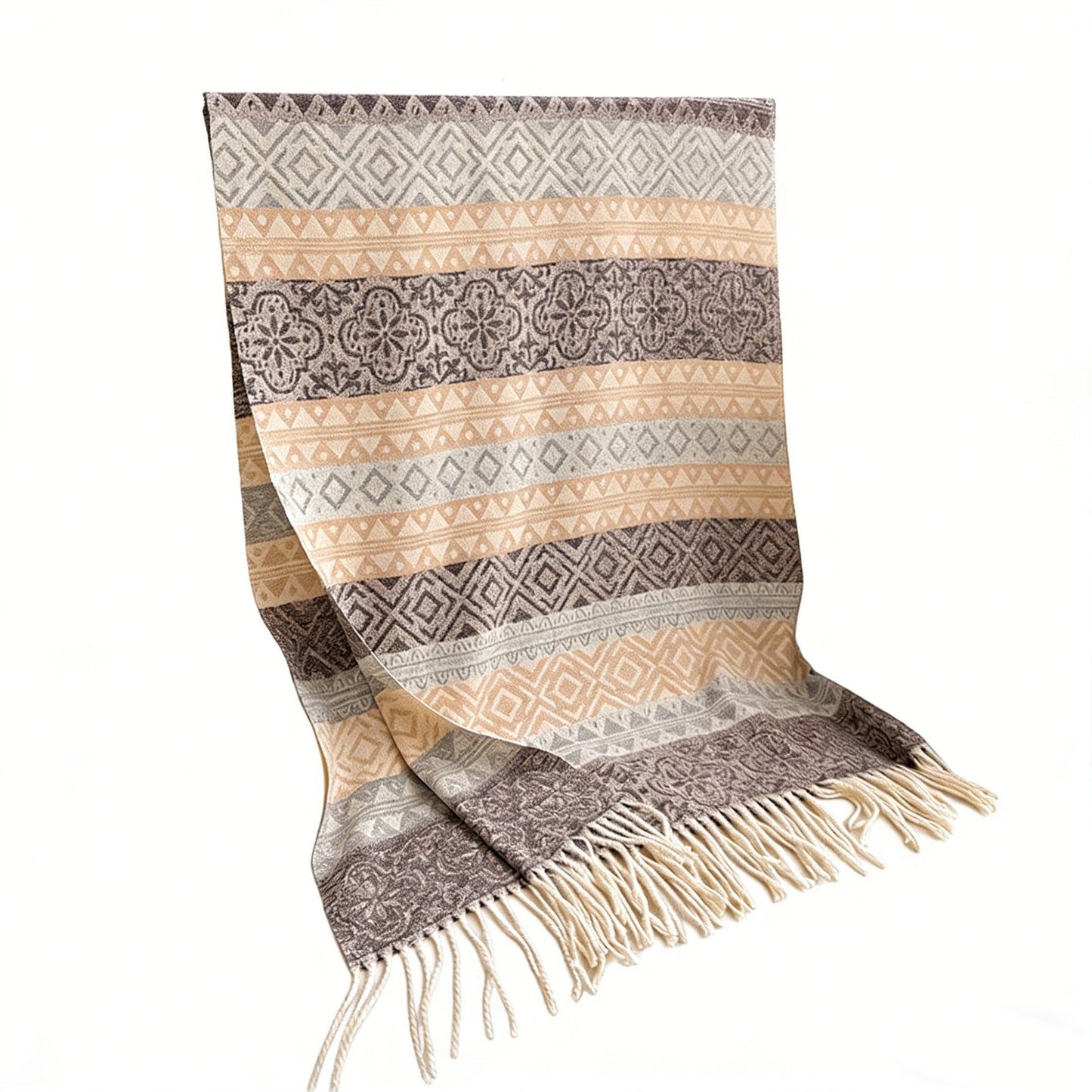 Soft Geometric Pattern Winter Scarf with Warm Cozy Knit Texture 78.5¡Á26 Inches