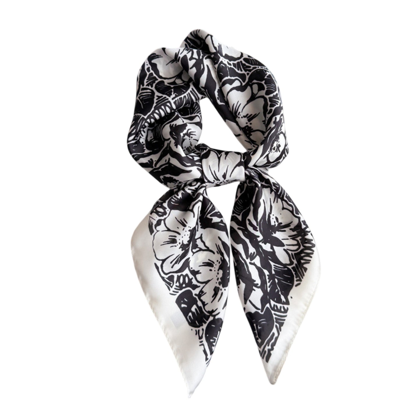 Floral Print Satin Square Scarf Lightweight Soft Neck Hair Accessory 27.5¡Á27.5 Inches