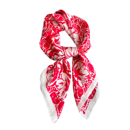 Floral Print Satin Square Scarf Lightweight Soft Neck Hair Accessory 27.5¡Á27.5 Inches