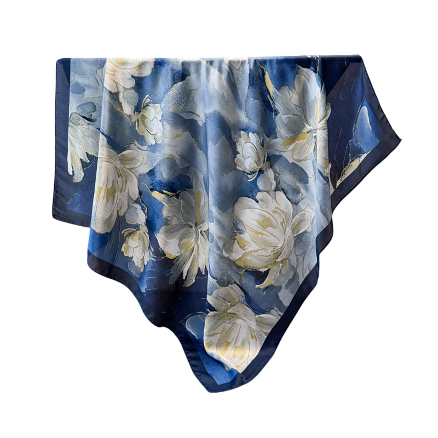Floral Print Satin Scarf Lightweight Square Wrap 35.4¡Á35.4 Inches