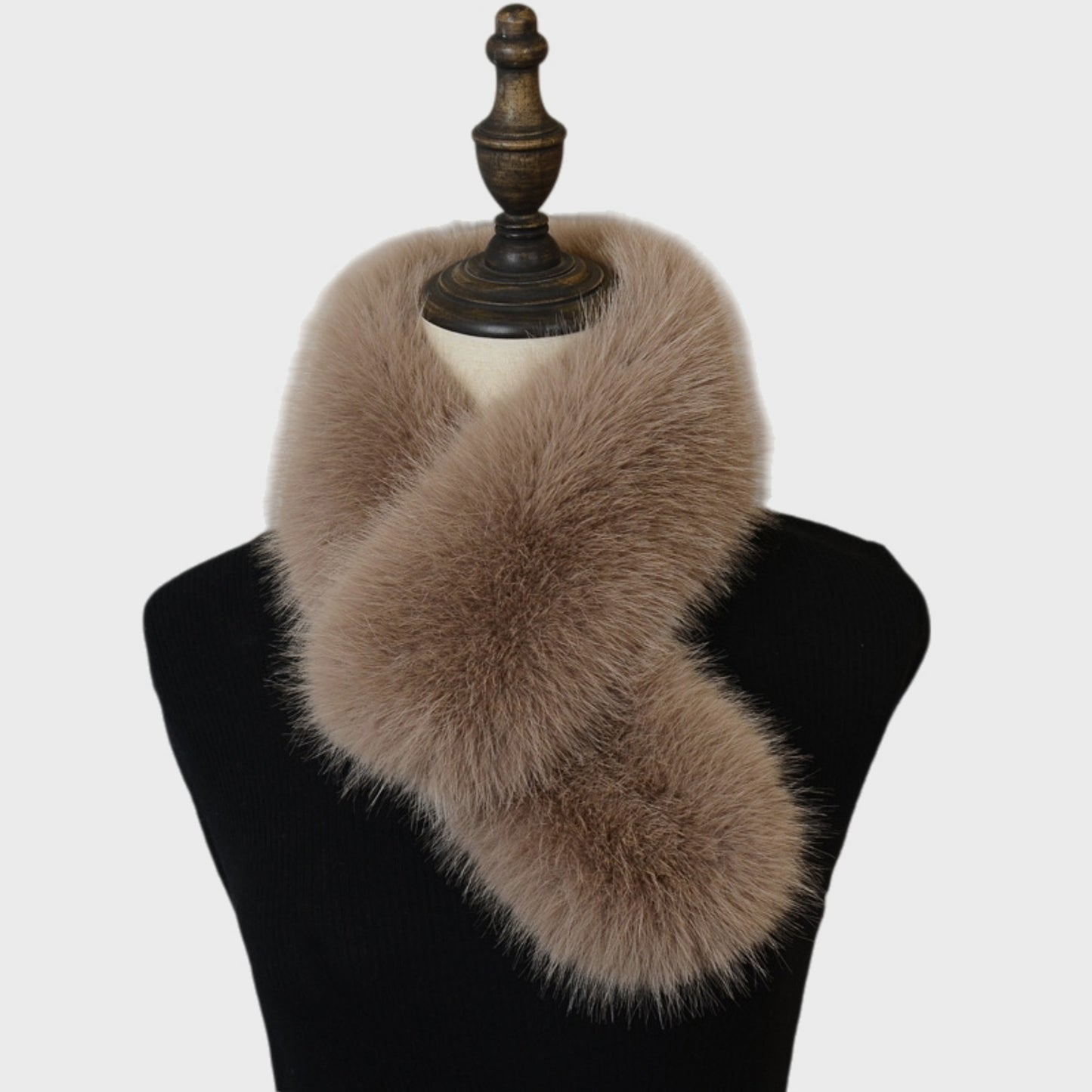 Faux Fur Pull-Through Scarf with Plush Texture and Loop Closure Design 29.5x5in