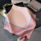 Polka Dot Satin Square Scarf with Framed Border Detail and Smooth Lightweight Finish 27.5x27.5in