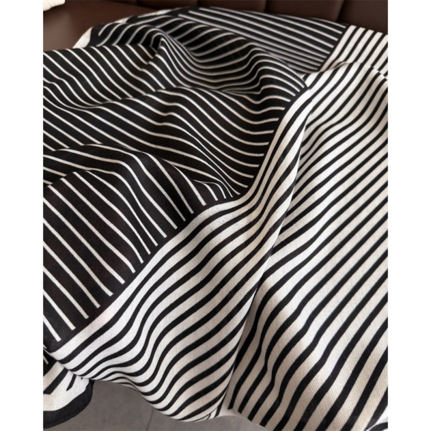 Striped Satin Square Scarf with Two-Panel Design and Smooth Lightweight Finish 26.7x26.7in