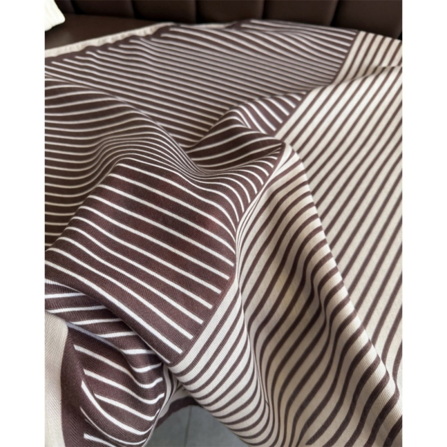 Striped Satin Square Scarf with Two-Panel Design and Smooth Lightweight Finish 26.7x26.7in