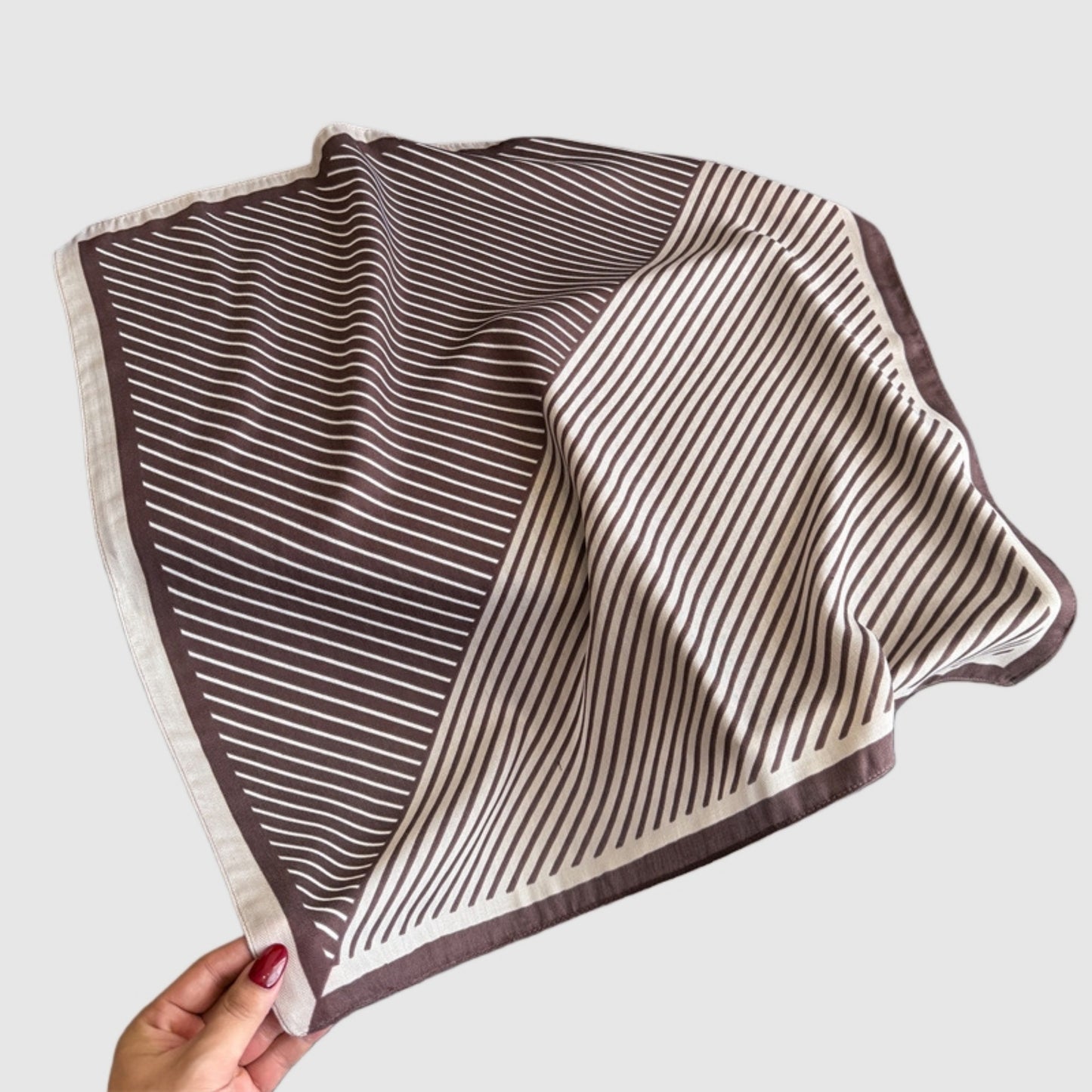 Striped Satin Square Scarf with Two-Panel Design and Smooth Lightweight Finish 26.7x26.7in
