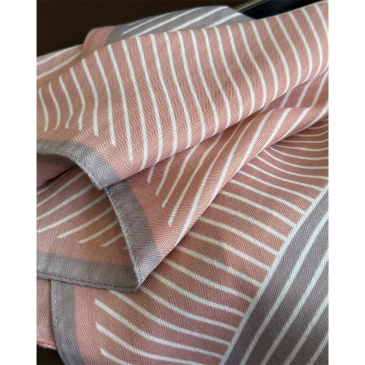 Striped Satin Square Scarf with Two-Panel Design and Smooth Lightweight Finish 26.7x26.7in