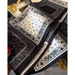 Paisley Print Satin Long Scarf with Patchwork Panel Design and Smooth Finish 57x4.7in