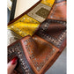 Paisley Print Satin Long Scarf with Patchwork Panel Design and Smooth Finish 57x4.7in