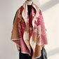 Womens Reversible Jacquard Knit Warm Scarf with Floral Pattern