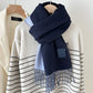 Womens Reversible Two Tone Warm Scarf with Fringe Trim
