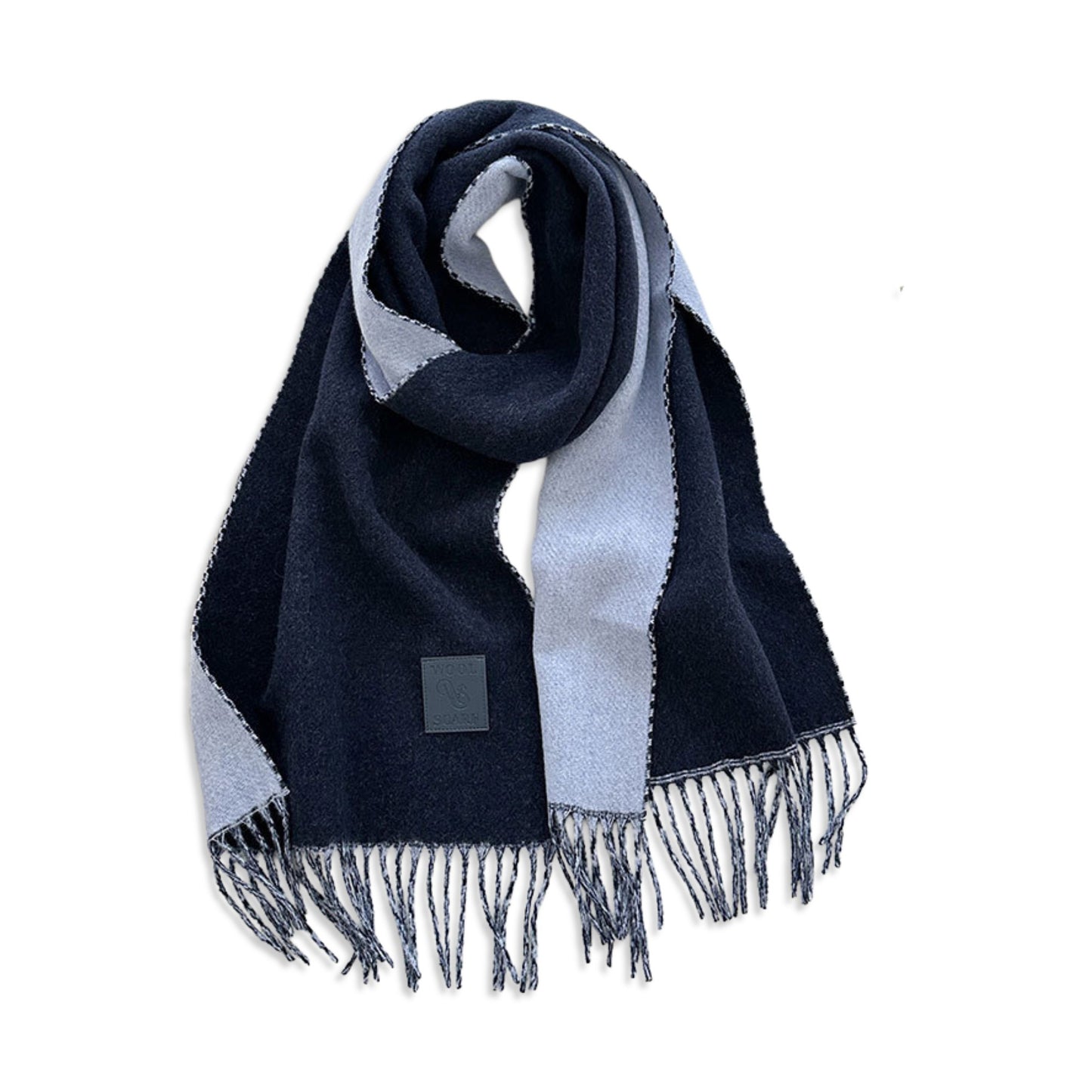 Womens Reversible Two Tone Warm Scarf with Fringe Trim