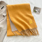 Womens Reversible Two Tone Warm Scarf with Fringe Trim