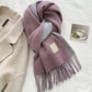 Womens Reversible Two Tone Warm Scarf with Fringe Trim