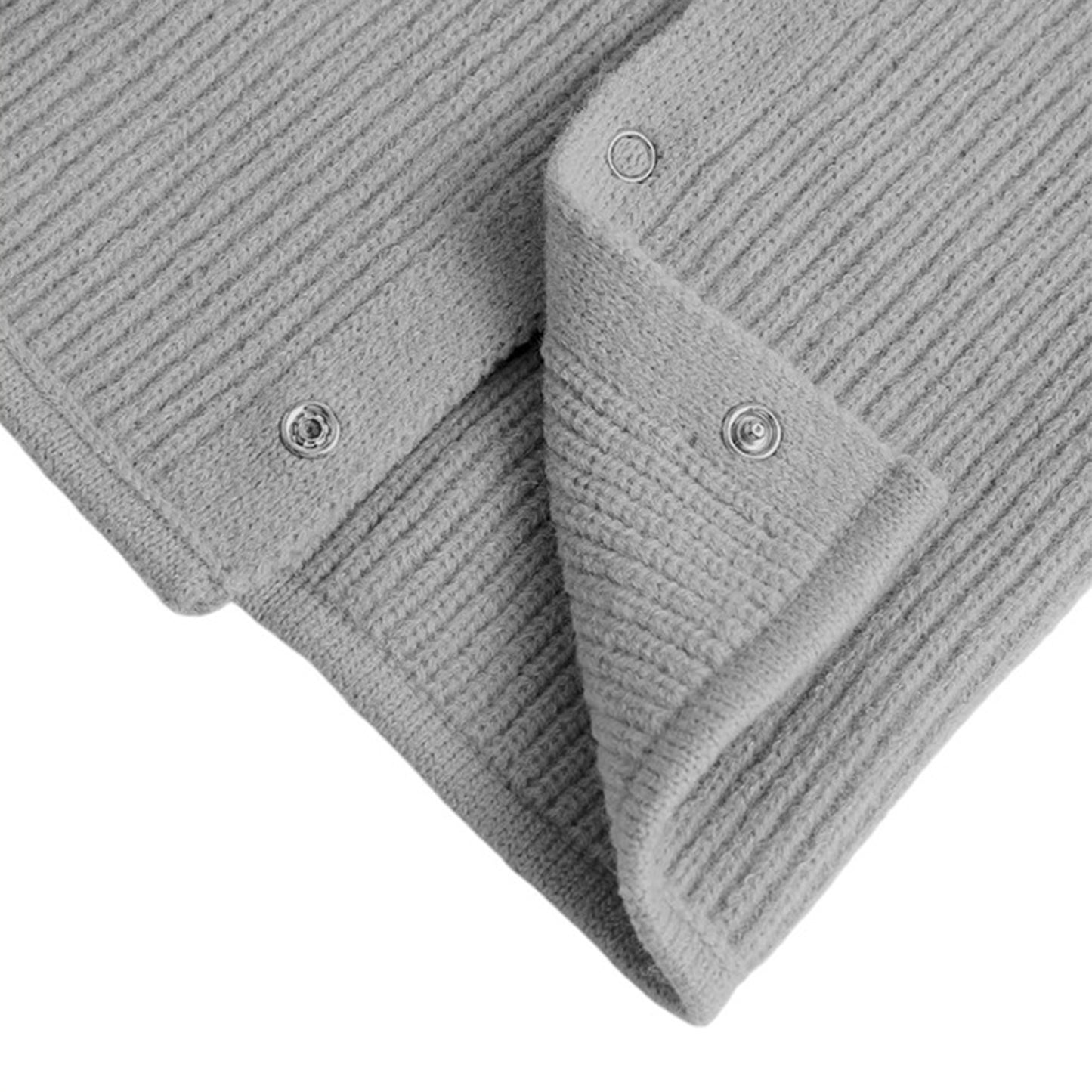 Solid Knit Button Neck Warmer Soft Stretch Winter Collar Scarf