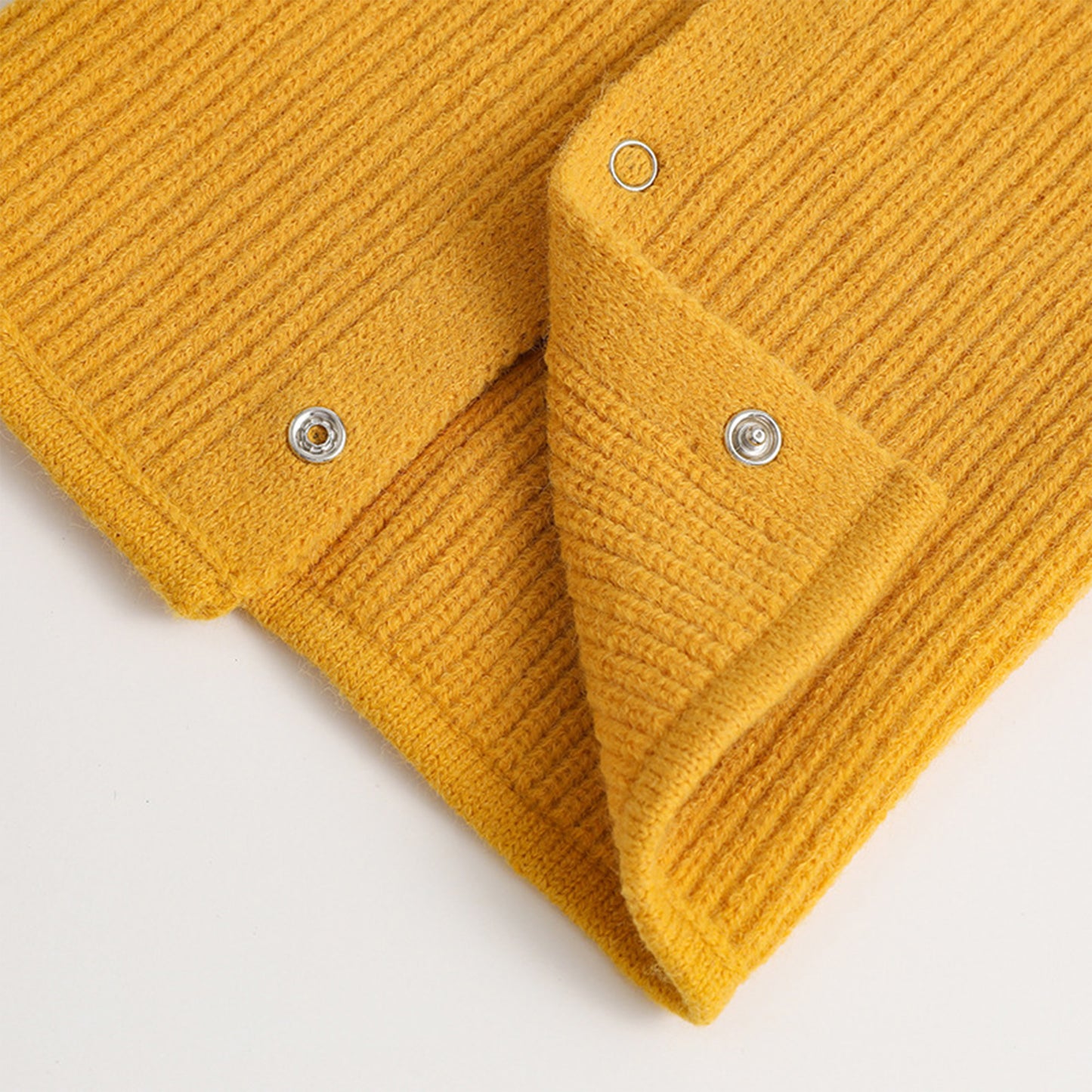 Solid Knit Button Neck Warmer Soft Stretch Winter Collar Scarf