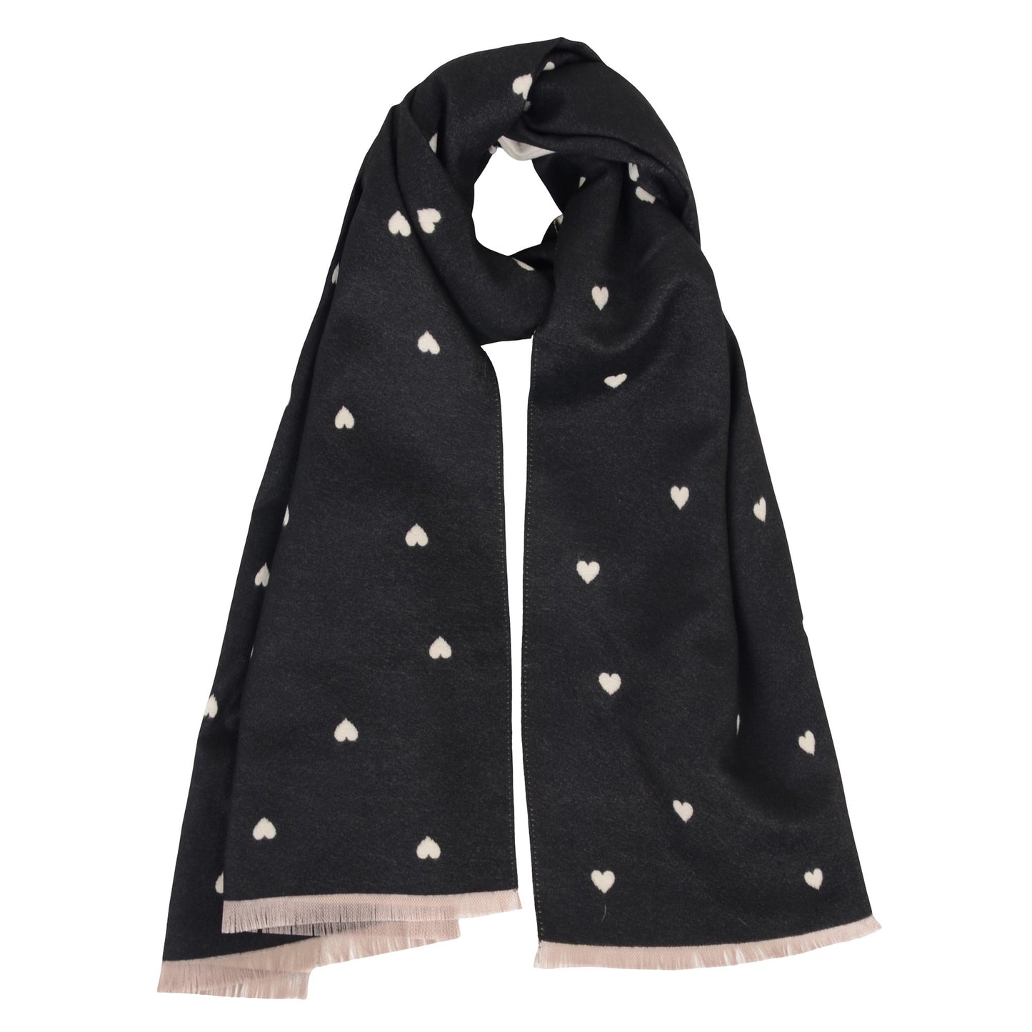 Heart Pattern Reversible Warm Valentine Scarf Soft Double Sided Winter Wrap