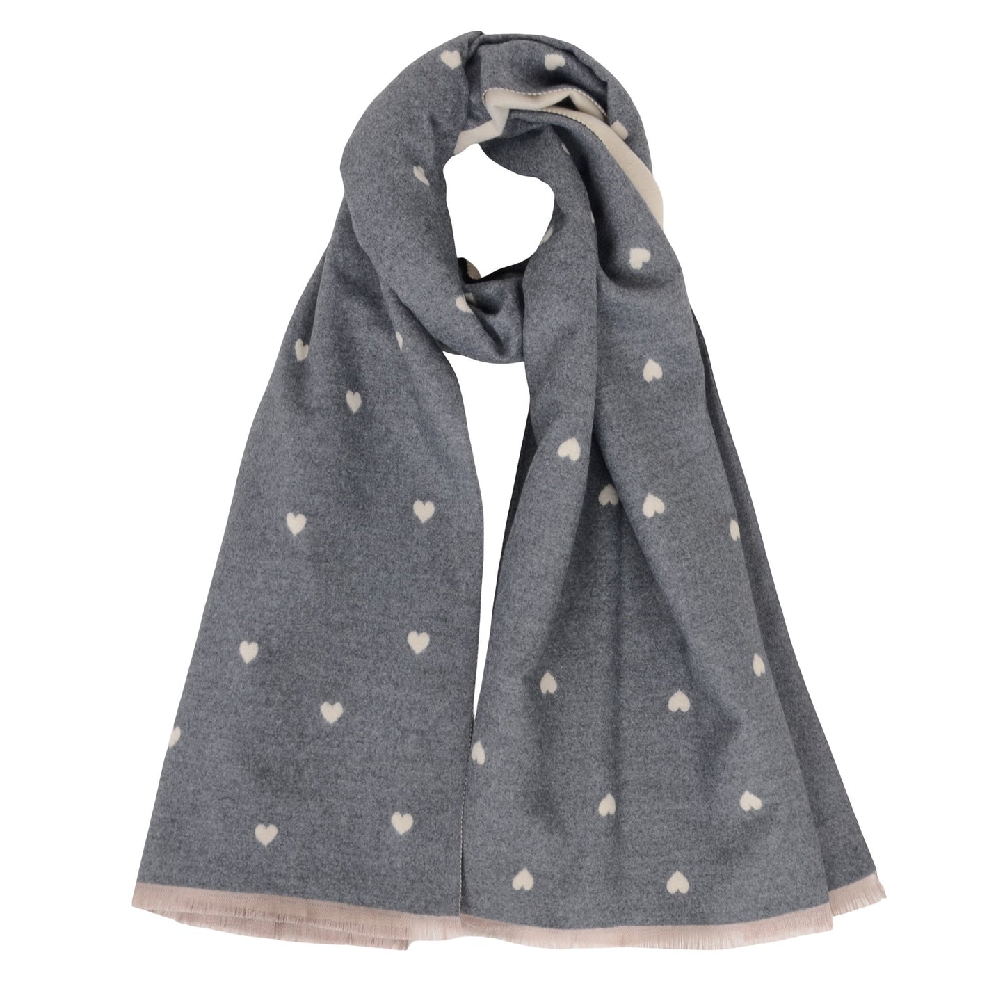 Heart Pattern Reversible Warm Valentine Scarf Soft Double Sided Winter Wrap