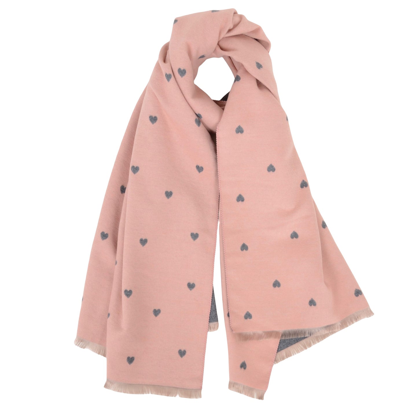 Heart Pattern Reversible Warm Valentine Scarf Soft Double Sided Winter Wrap
