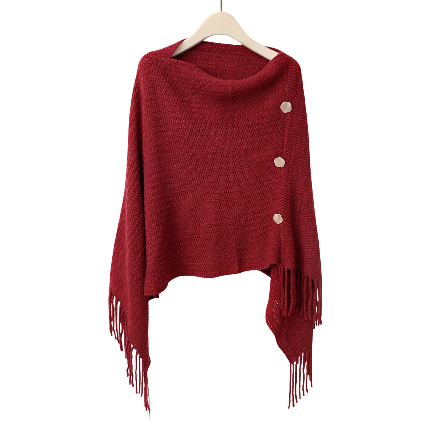 Womens Solid Knit Scarf Shawl Wrap with Fringe Hem