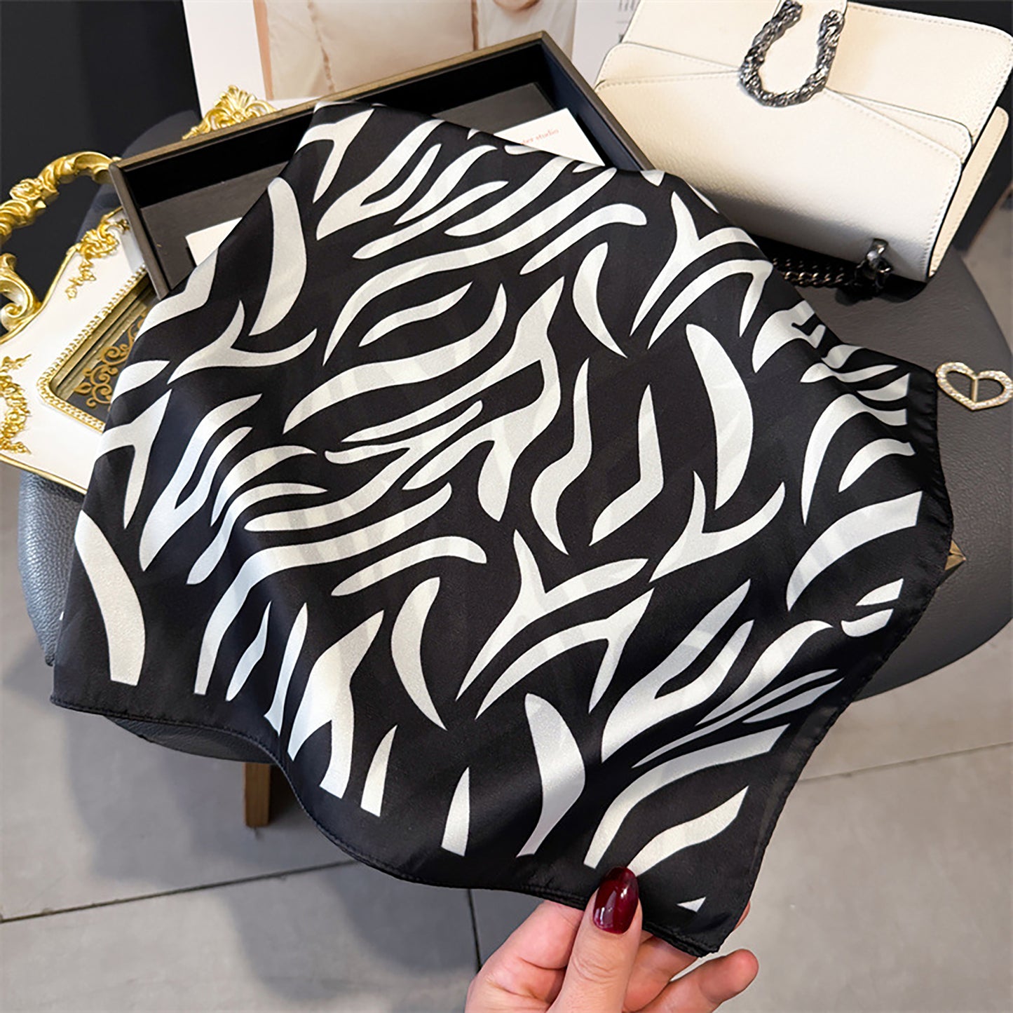 Womens Zebra Print Square Scarf Soft Fashion Accessory 27.5¡Á27.5inches