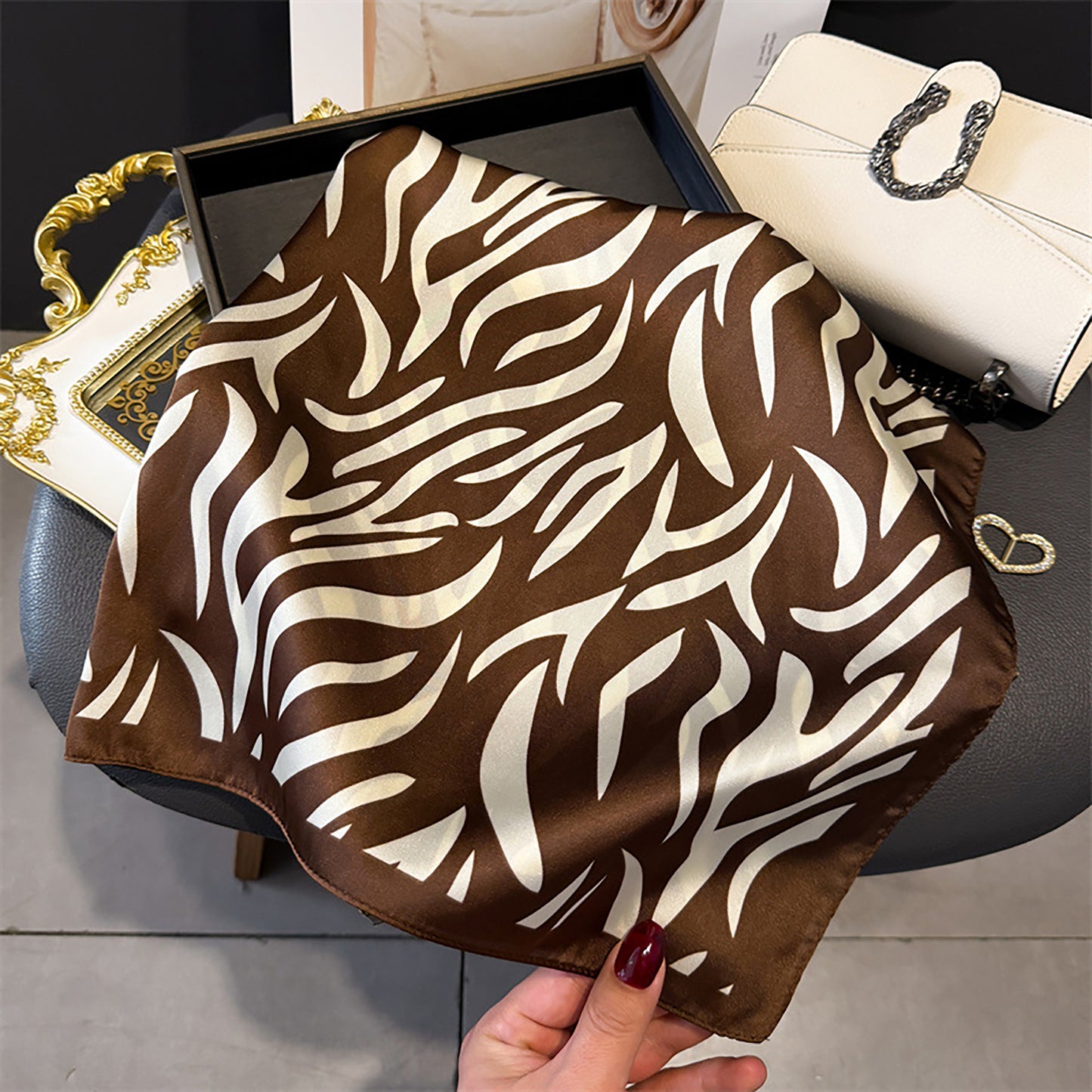 Womens Zebra Print Square Scarf Soft Fashion Accessory 27.5¡Á27.5inches