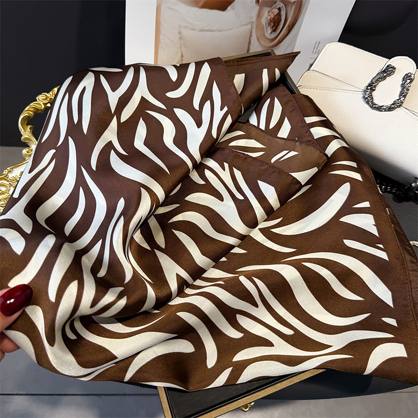 Womens Zebra Print Square Scarf Soft Fashion Accessory 27.5¡Á27.5inches