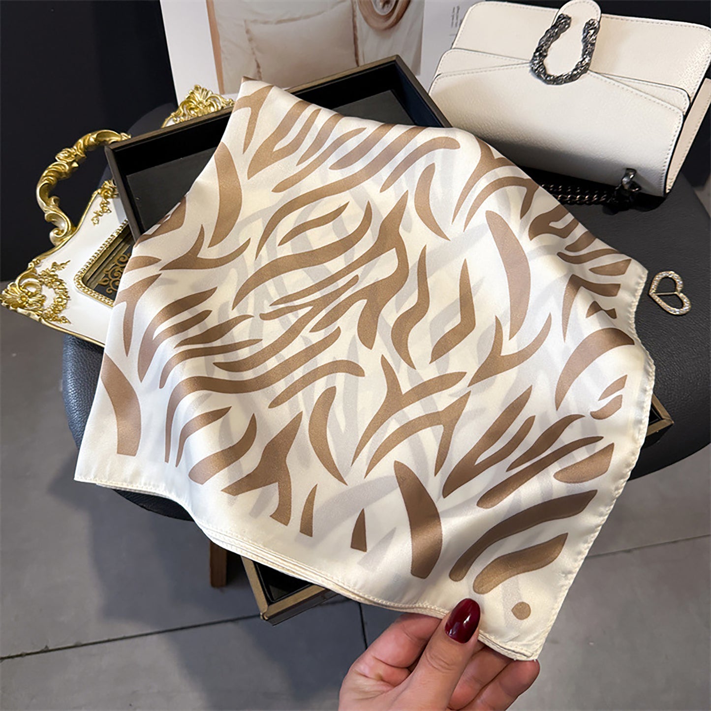 Womens Zebra Print Square Scarf Soft Fashion Accessory 27.5¡Á27.5inches