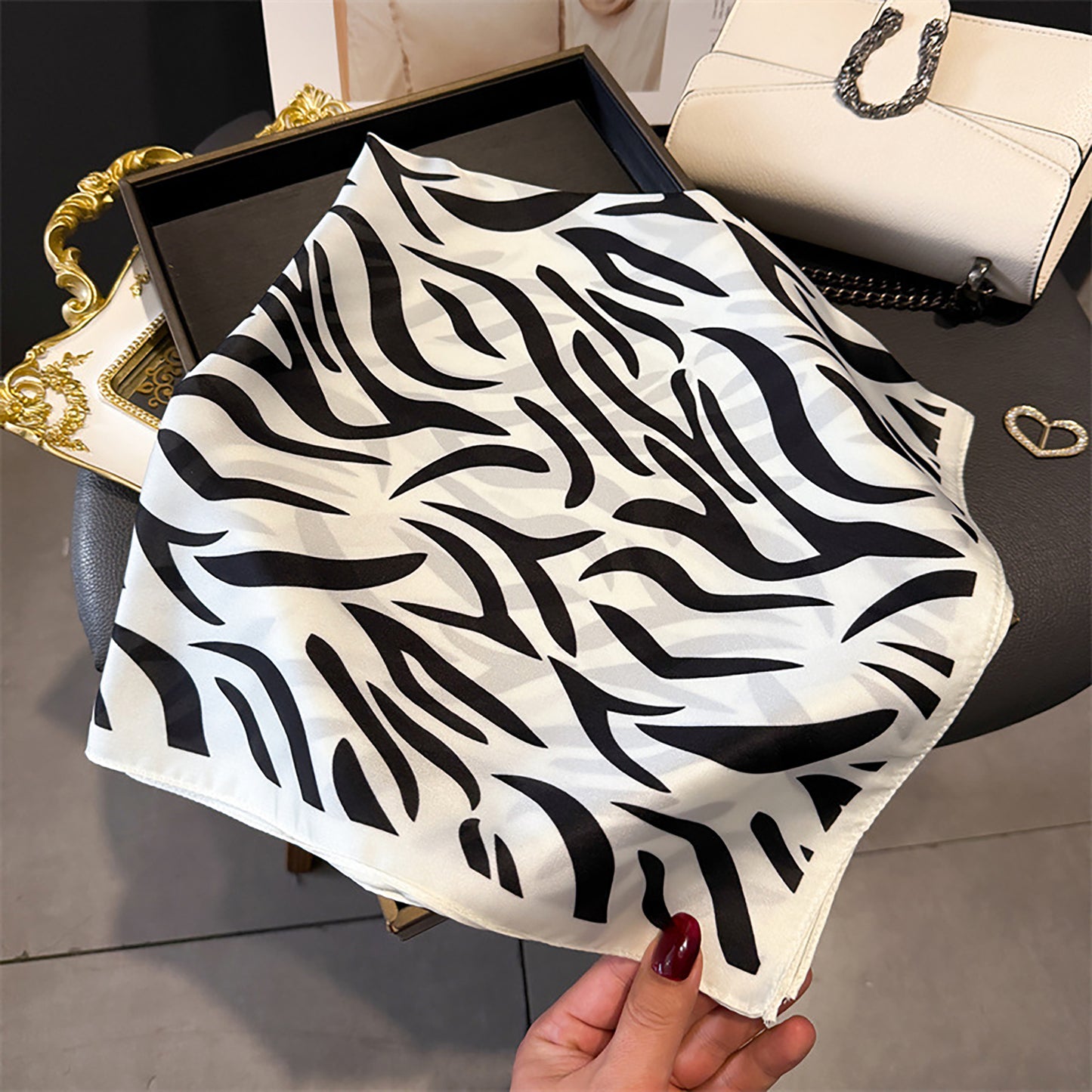 Womens Zebra Print Square Scarf Soft Fashion Accessory 27.5¡Á27.5inches