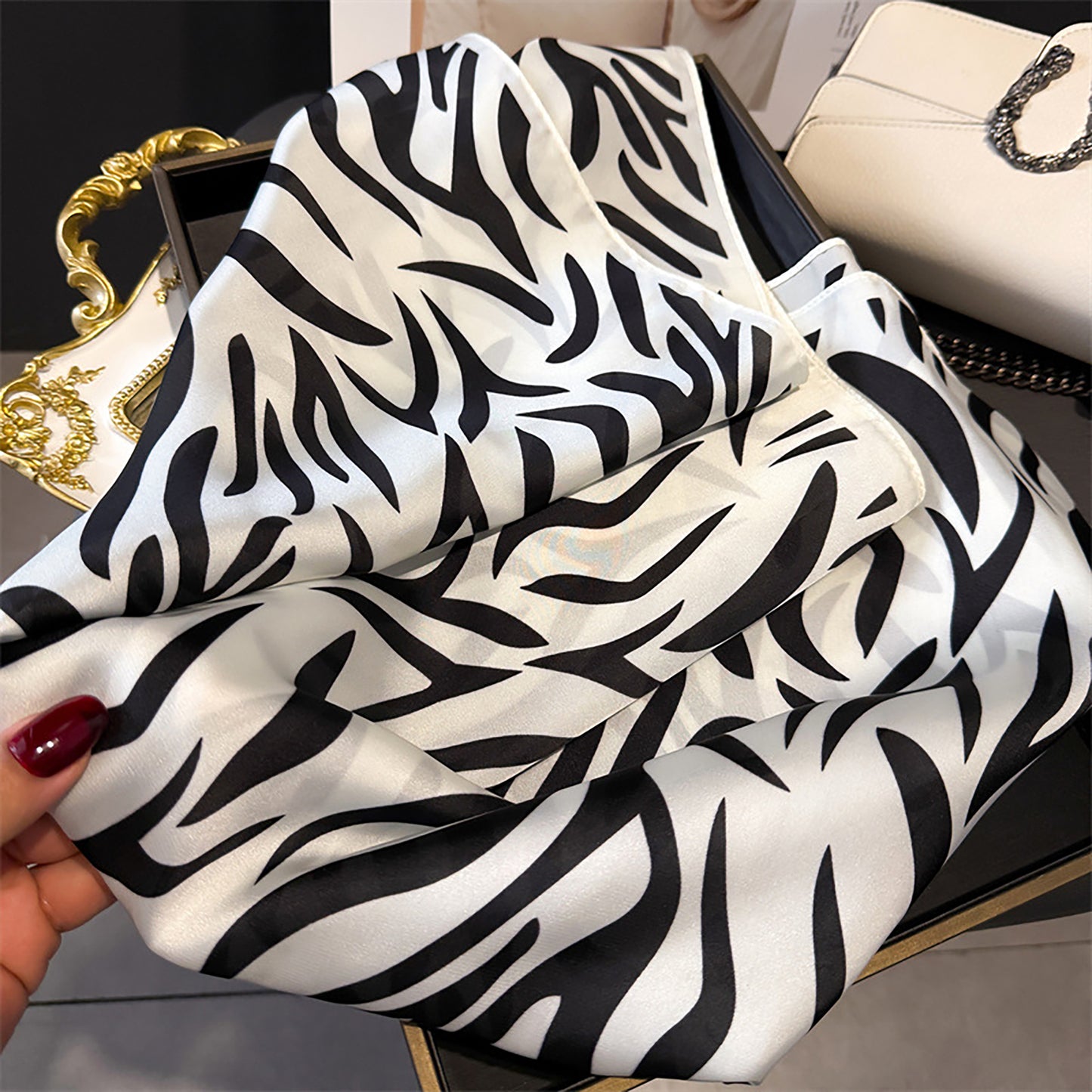 Womens Zebra Print Square Scarf Soft Fashion Accessory 27.5¡Á27.5inches