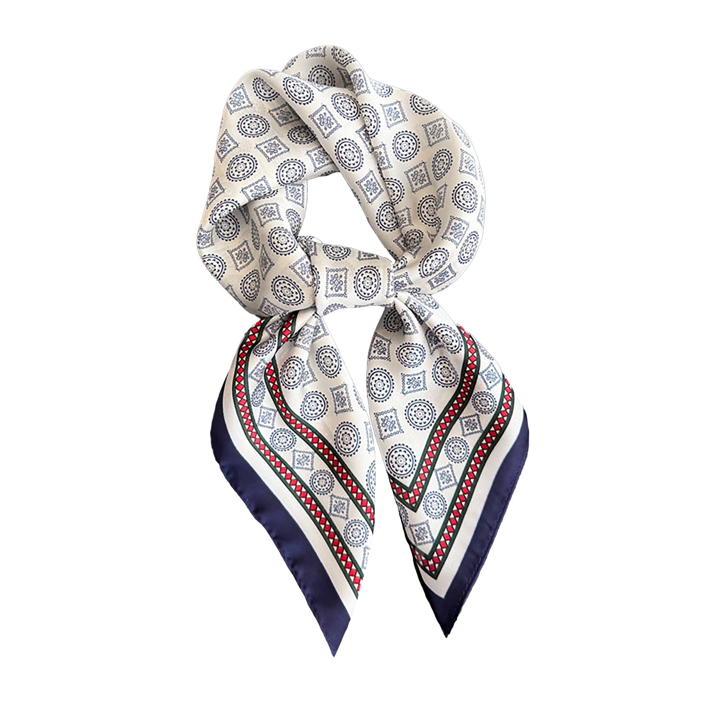Square Scarf with Classic Geometric Print and Contrast Border 27.5¡Á27.5inches