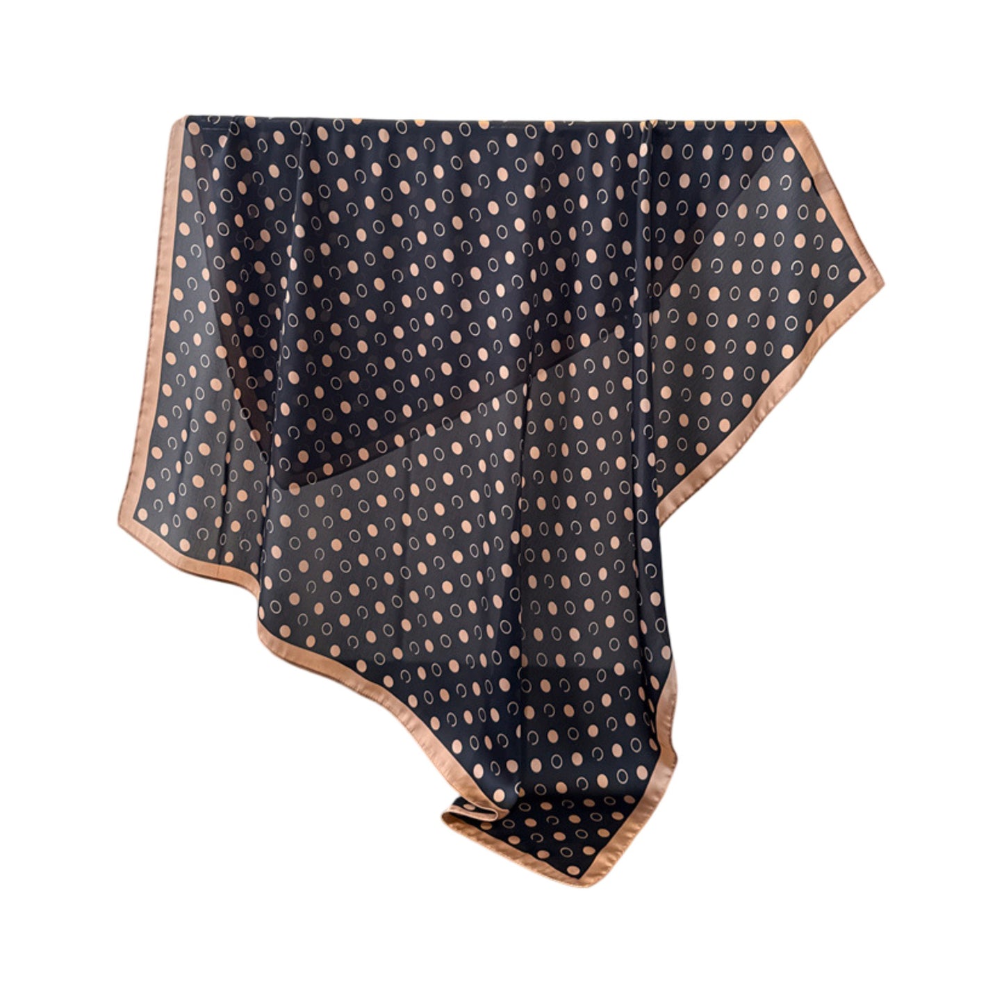 Satin Polka Dot Square Scarf with Contrast Border 35.4¡Á35.4inches