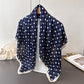 Satin Polka Dot Square Scarf with Contrast Border 35.4¡Á35.4inches