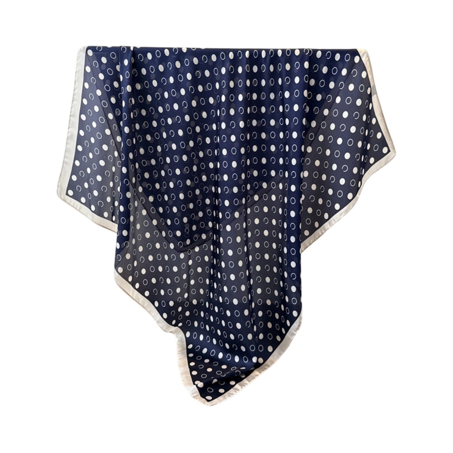 Satin Polka Dot Square Scarf with Contrast Border 35.4¡Á35.4inches