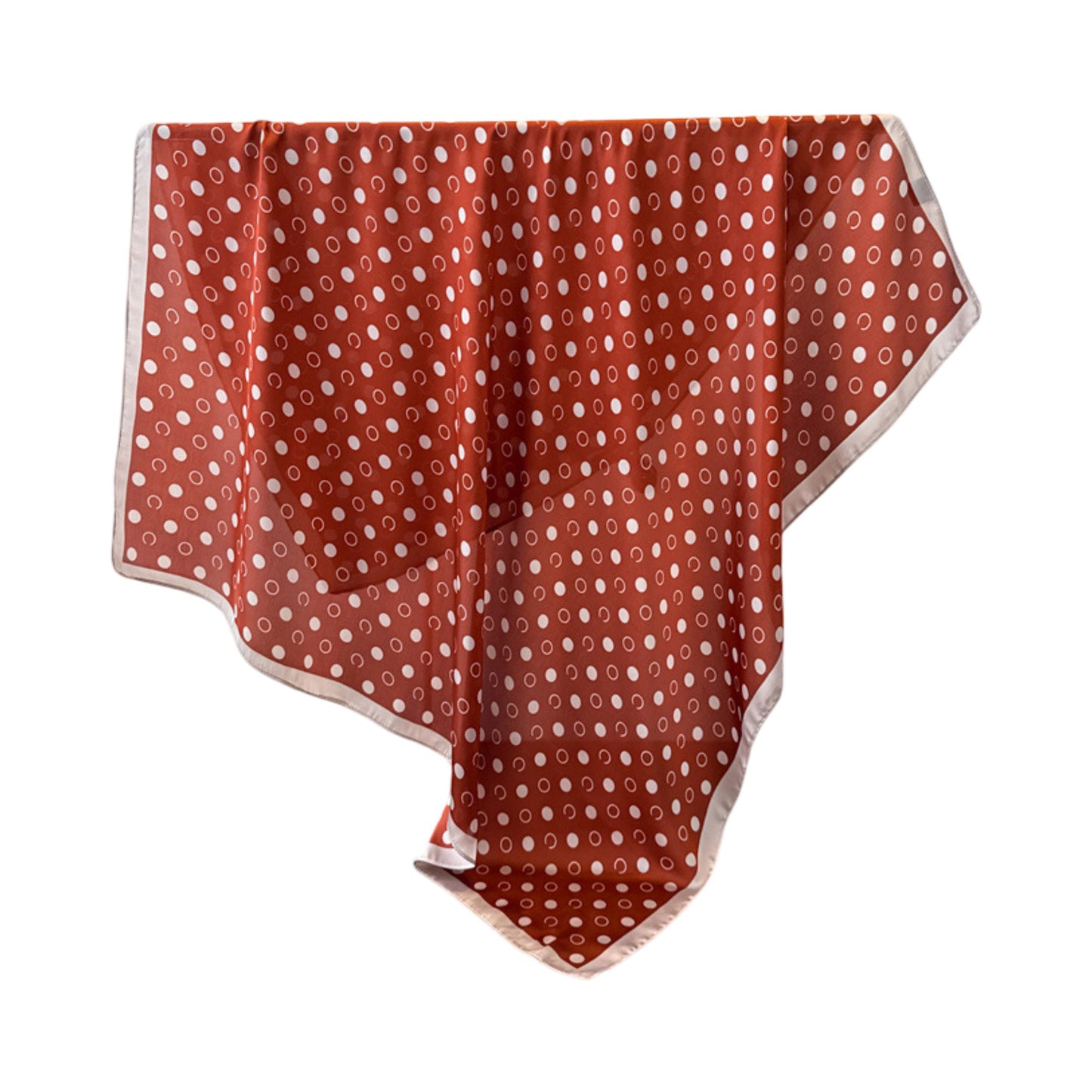 Satin Polka Dot Square Scarf with Contrast Border 35.4¡Á35.4inches