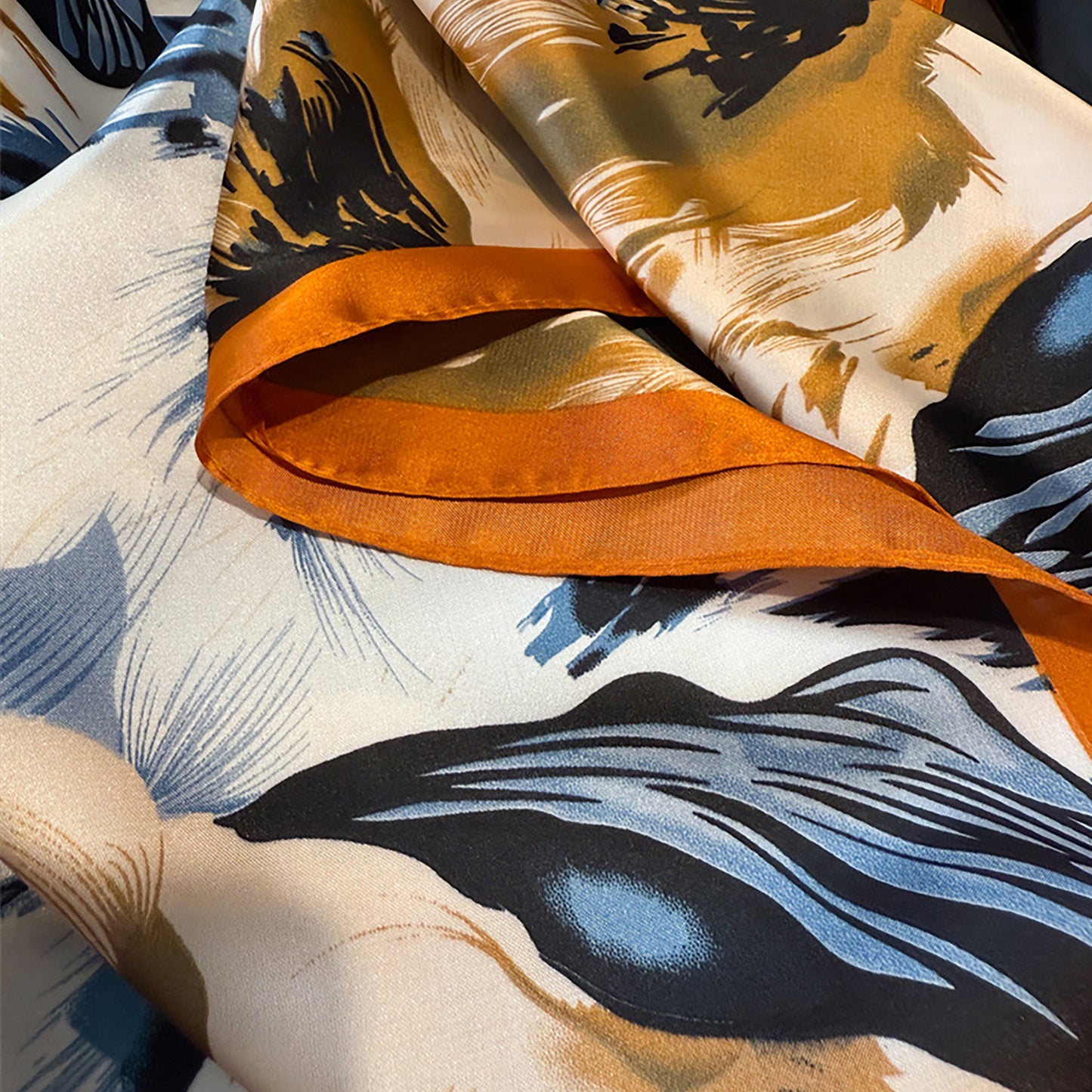 Womens Square Scarf with Abstract Floral Print 27.5¡Á27.5inches