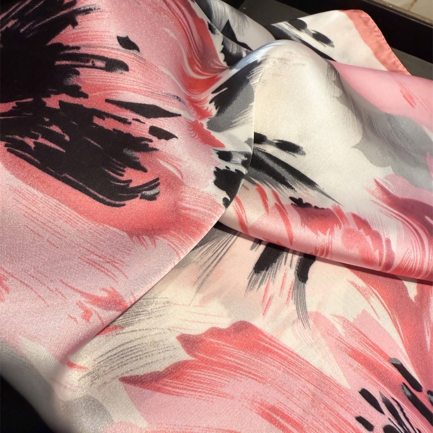 Womens Square Scarf with Abstract Floral Print 27.5¡Á27.5inches